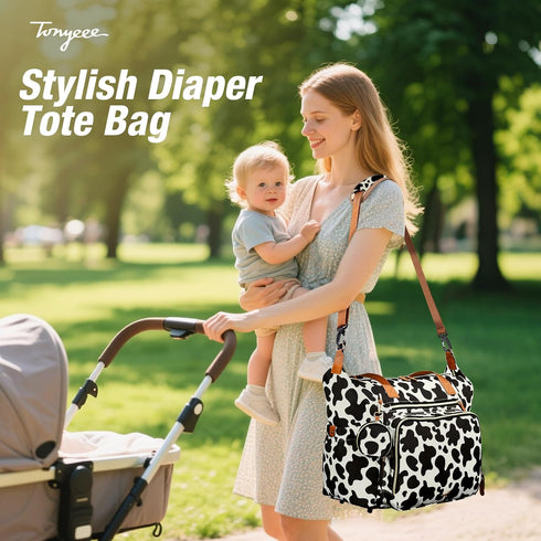 Diaper Bag Tote, Large Baby Diaper Bags for Travel, Hospital Bag for Labor Delivery with Pacifier Case, Changing Pad