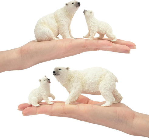 Toymany 6PCS Polar Bear Figurines Toy - Realistic Plastic Arctic Animals Family Set for Christmas Educational Toys
