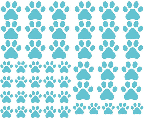 49 Pieces/Set Dog Paws Wall Decals, Vinyl Pawprints Sticker Animal Footprint Wall Art for Kids Nursery Decor