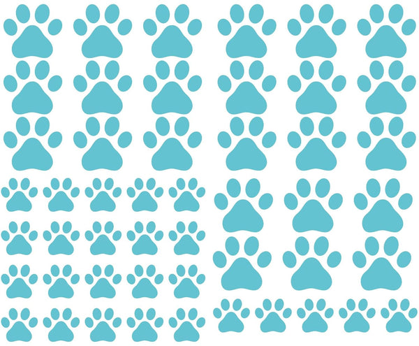 49 Pieces/Set Dog Paws Wall Decals, Vinyl Pawprints Sticker Animal Footprint Wall Art for Kids Nursery Decor