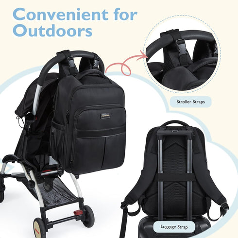 mommore Backpack 37L 15.6'' Diaper Bag Large Baby Bag with Laptop Sleeve Mom Bags with Insulated Pockets, Changing Pad