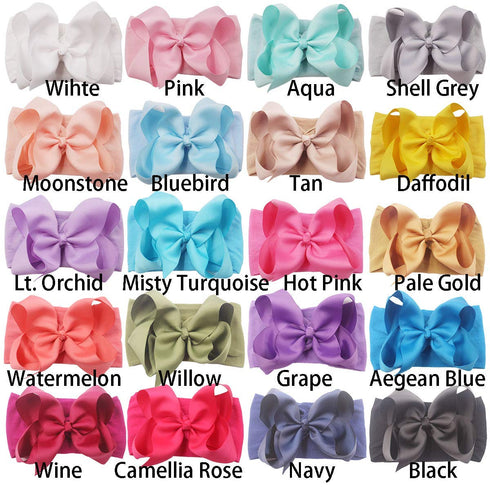 Yxiang 20pcs Baby Headbands with 6" Big Elastics, Nylon Ribbon Bows Hair Accessories for Newborns