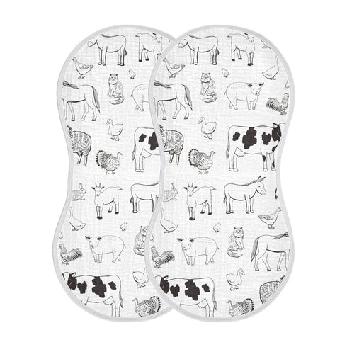 WELLDAY Muslin Baby Burp Cloths Set of 1, Soft Absorbent Farm Animals Muslin