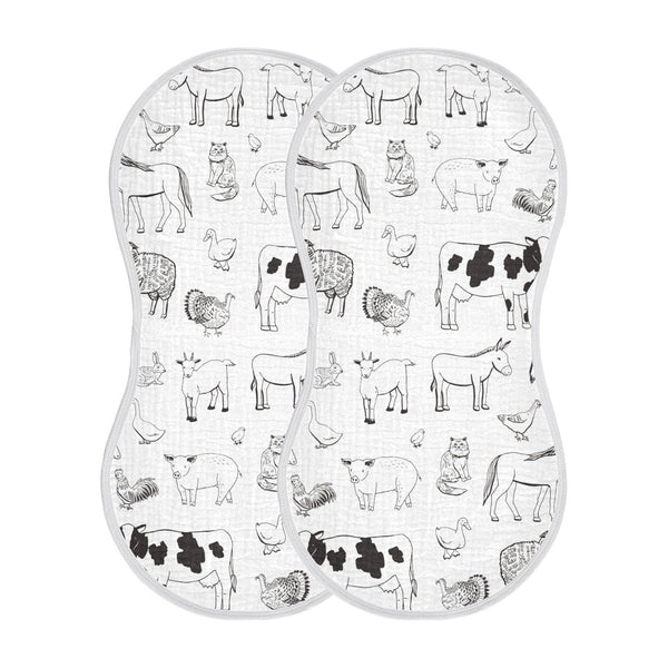 WELLDAY Muslin Baby Burp Cloths Set of 1, Soft Absorbent Farm Animals Muslin