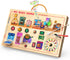 flycoost My Busy Home Montessori Busy Board for Toddlers 1-3, Wooden Sensory