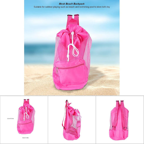 Tote Sand Away Drawstring for Kids - Beach Toy Bag for Swim and Pool Toys Storage, Mesh Beach Backpack for Outdoor