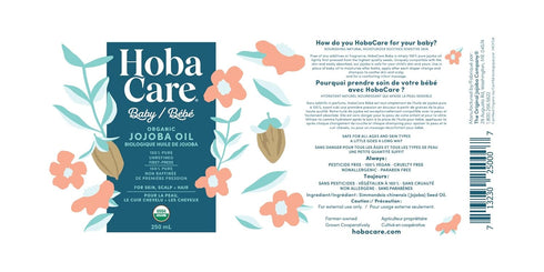 HobaCare Organic Jojoba Baby Oil with Pump Dispenser, 8.45 oz, Pure Natural Unrefined