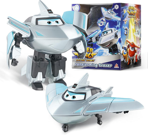 Super Wings Transformer Toys, 5" Airplane Robot Action Figure, 2-in-1 Mode, Fun Toy for Kids Age 3+, Silver