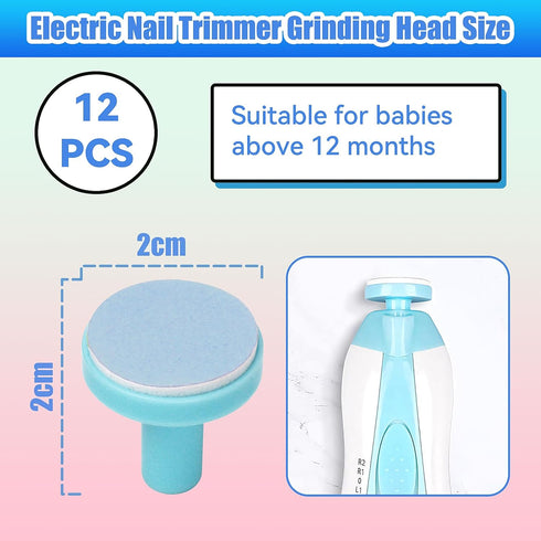 12 Trimmer Trimmer 12 Pieces Baby Nail File Pads Nail Replacement Pads Electric Baby Nail Grinding Heads for Standard