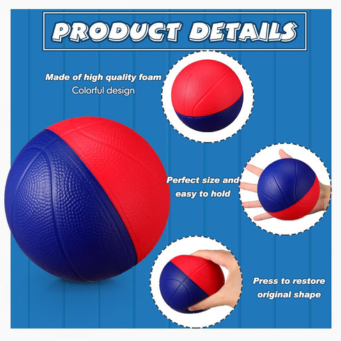 6 Pcs Basketball Stress Balls, 4 Inch Soft Mini Foam Balls for Indoor Outdoor Sport Theme Parties