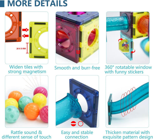 LTKFFFdp Magnetic Building Blocks - STEM Educational Toys for Kids Ages 4-12, Ball Track and 3D Stacking Set