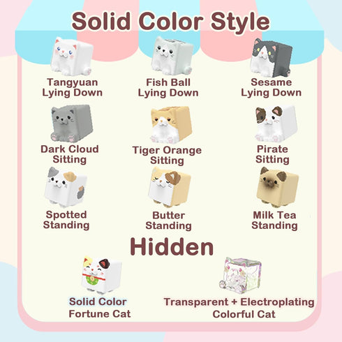 BEEMAI Square Cat Series Blind Pack, 5PCs Random Design Cute Figures Collectible Toys