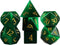 Cat's Eye Gemstone Dice Set - 7 Pcs Green Dice Set with Box for Dungeon and Dragon Dice Games.