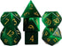 Cat's Eye Gemstone Dice Set - 7 Pcs Green Dice Set with Box for Dungeon and Dragon Dice Games.