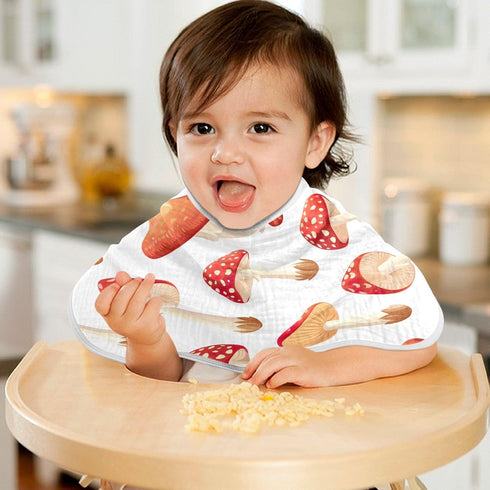 YETTASBIN Mushroom Muslin Baby Burp Cloth, Super Soft Absorbent Cotton Burp Rag Baby Bibs Feeding Cloth for Newborn