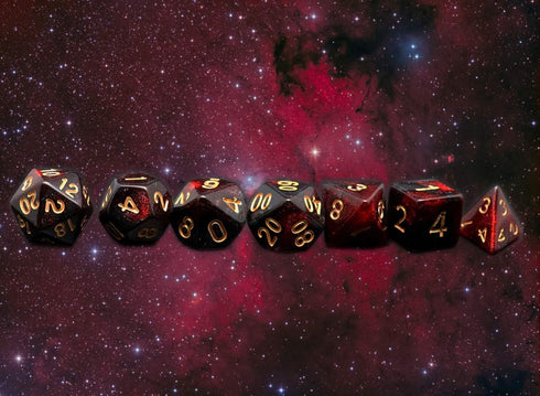 DND Dice Set 7Pcs - Red Mix Black Nebula Dice for Dungeons and Dragons RPG