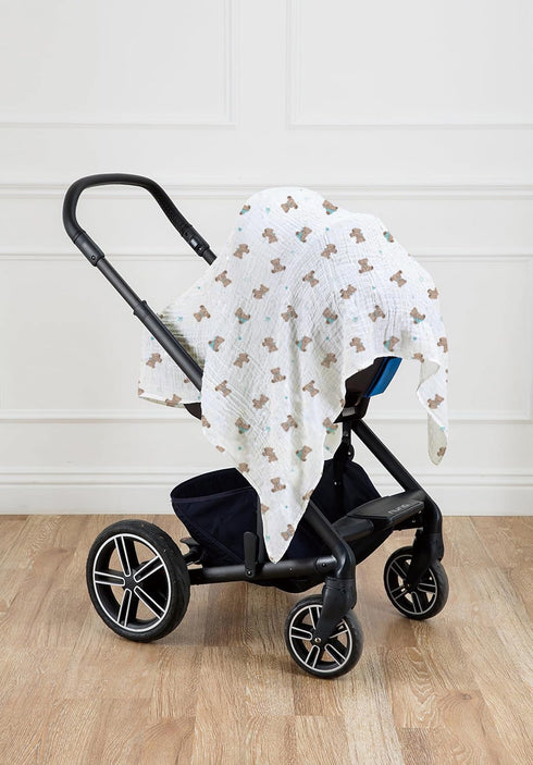 2-Pack 100% (47" 47"), American Baby Company Cotton Muslin Swaddle Blanket x Soft, Breathable & Lightweight, Teddy