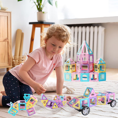 3 4 5 6+ 100Pcs Set Set) TOKBLOK Magnetic Tiles Toys for Year Old Girls Boys Macaron Magnet Building Blocks for Toddler