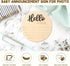 ROLYTA 5.9 Inch Baby Announcement Sign, Wooden Hello World Newborn Signs, Newborn Welcome Sign for Photo Prop Baby
