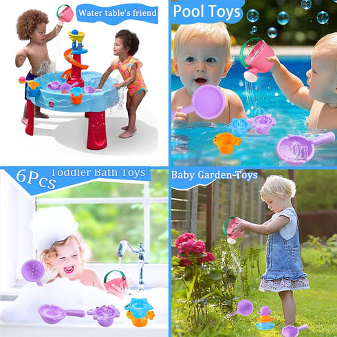 6Pcs 1-3 Babies12-18 1 2 3 4 5 6 Toddler Bath Toys for Kids Ages Bath Toys for Months Water Can Bathtub Toys for Kids