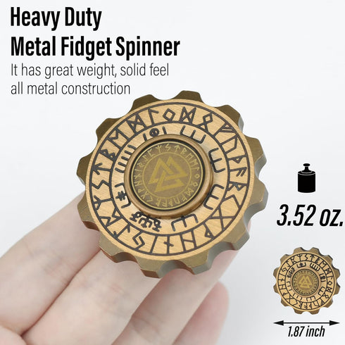 Freelove Viking Pirate & Gossip Design Fidget Spinner, Copper Metal Spinner Toy for Adults, Brass