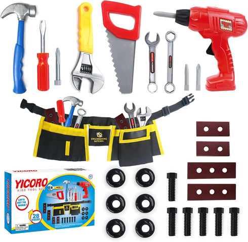 Kids Tool Set 28 PCS Toddler Tool Set with Toy Drill, Pretend