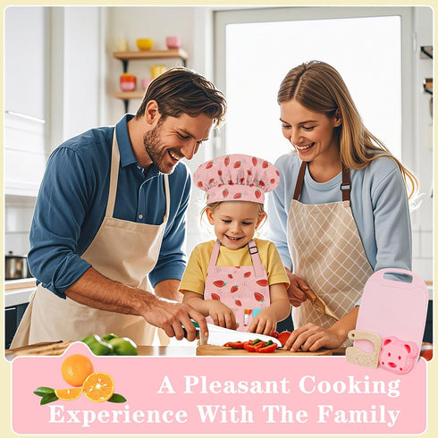 19PCS Kids Cooking Sets with Knife Set for Real Cooking, Kid Safe Tools, Chef Hat and Apron