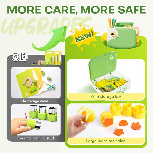 Set Set,Safe Set Toddler Cooking with Storage Box-Kids Kitchen PP Material Montessori Kitchen Tools for Real