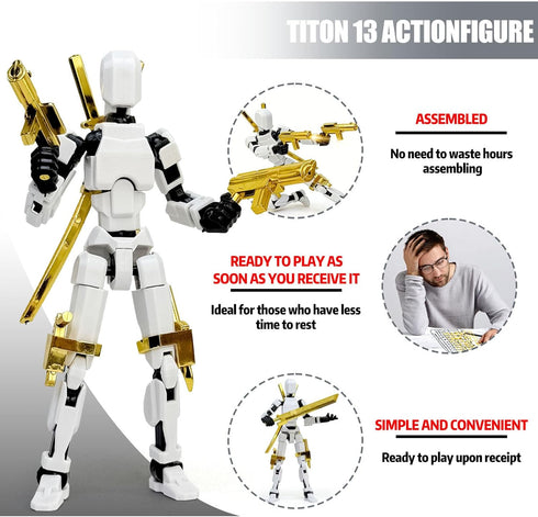 PkghoKids 3D T13 13 Printed Action Figure, Robot with Movable Parts, Desktop Decoration, Gift for Collectors and Game