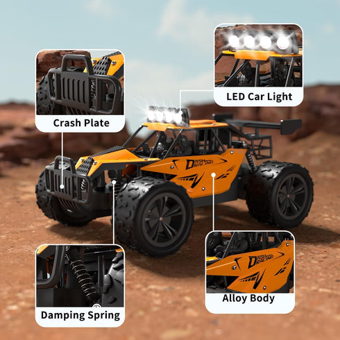 Great-JUNAMT 1:16 2.4GHz 20 4-7 8-12 6-12+(Orange) Remote Control Car Monster Truck Toys Scale RC Car For Boys High