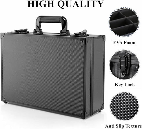 Toploaders Storage Box Holds 600+ 35PT 3"x4" Standard Toploaders, Aluminum Alloy Case for 2000+ Trading Cards (Black)