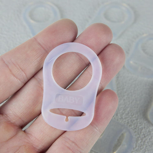 5-Pack Silicone Pacifier Clip Holders - Clear Food Grade Adapter Rings