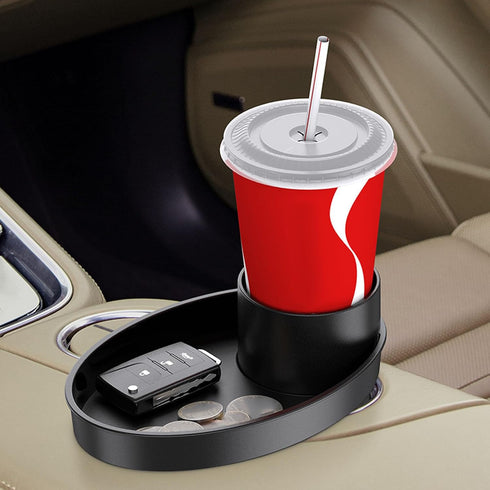 Snack Tray for Kids Car Seat, Secure and Sturdy Design, Compact and Portable with Cup Holder (Black)