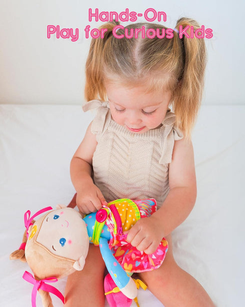 Doll(16''), 2-Year-Old LeyaDoll Educational Soft Baby Learning Sensory Doll for Toddlers, Montessori Toys for Girls