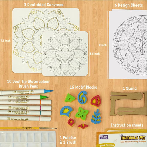 Imagimake Mandala Art Kit, Watercolor Paint Set, 12 Exciting Projects for Kids Ages 8-16, Craft Kits for All