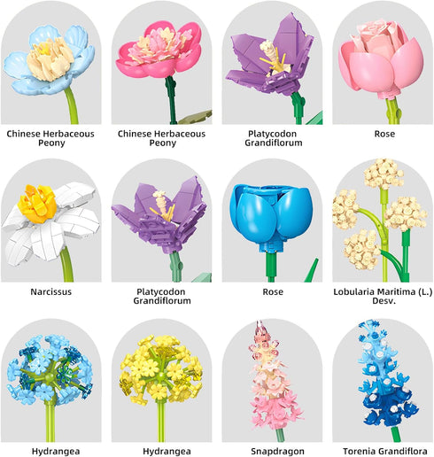 SUNHABI Set Flower Building for Adults Flower Bouquet Botanical Collection Unique Home Dcor or Office Dcor Great Gift