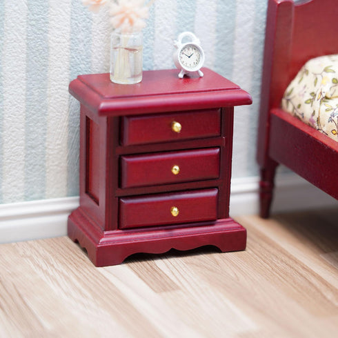 1:12 Miniature Bedside Furniture Dollhouse Nightstand Bedroom Drawer Cabinet Model Accessories Mini House Scene