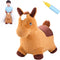 INPANY Bouncy Horse for Toddlers, Plush Brown Inflatable Ride-On Animal Toy with Pump
