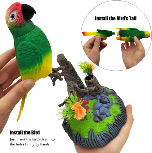 Tipmant Electronic Bird Toys - Electric Parrots Animal Pets Move Chirp for Home Office Room Decoration