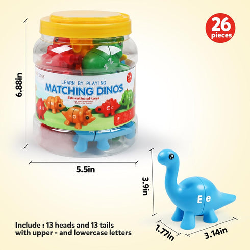 Matching Letters Counting Dinosaur Toys, Double-Sided ABC Alphabet Preschool Learning Sorting Educational Toy Sets