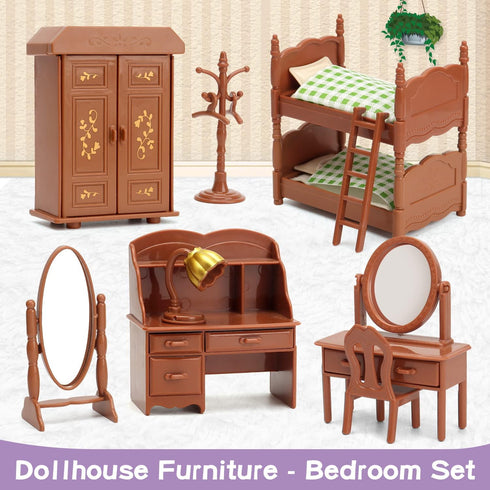 Dollhouse Furniture Set for Kids - Miniature Doll House Accessories for Pretend Play for Boys & Girls