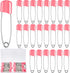 50 Pieces Safety Diaper Pins, 2.2 Inch Plastic Head Cloth Diaper Nappy Pins with Velvet Bag, Pink