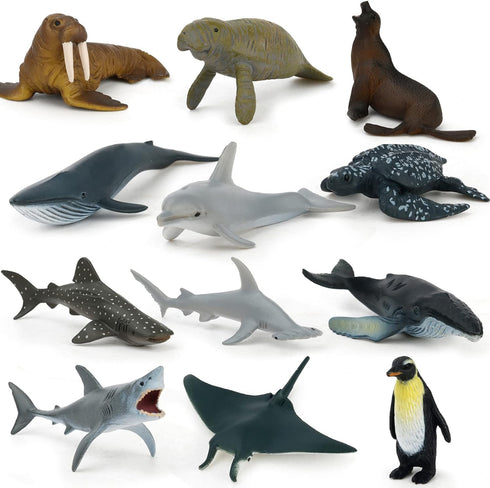 Small Montessori Animal Figures with Flash Cards, Realistic Figurines Toys, Educational Matching Game for Kids