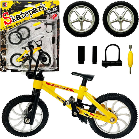 Mini Finger Bike Toy Alloy Mountain Bicycle Model with Tools, Movable Parts,