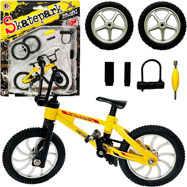 Mini Finger Bike Toy Alloy Mountain Bicycle Model with Tools, Movable Parts,