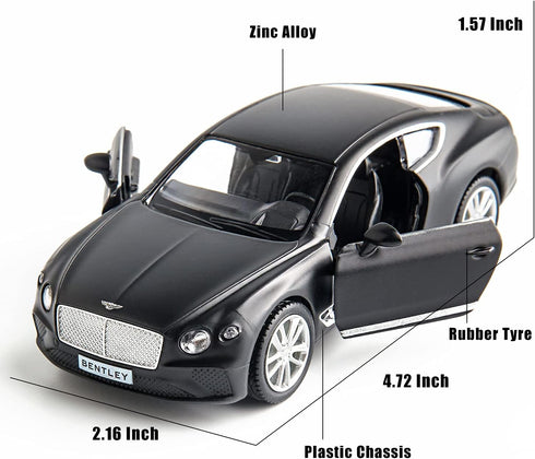 1:36 for Diecasting Alloy Car Model Bentley Continental GT Toy Car, Pull Back Vehicles Toy Car for Toddlers Kids Boys Girls Gift Black