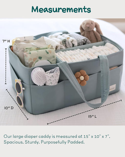 8 Lily Miles Baby Diaper Caddy Organizer, Wipeable Diaper Organizer Basket with Pockets for Newborn Essentials, Nursery
