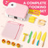 Set Set,Safe Set Toddler Girl Cooking with Storage Box-Girls Pink Kitchen PP Material Baby Girl Montessori Kitchen