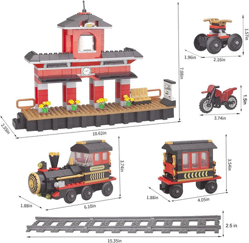 Classic Train Building Blocks Toys, 583 Pieces STEM Learning Construction Toys for Boys and Girls