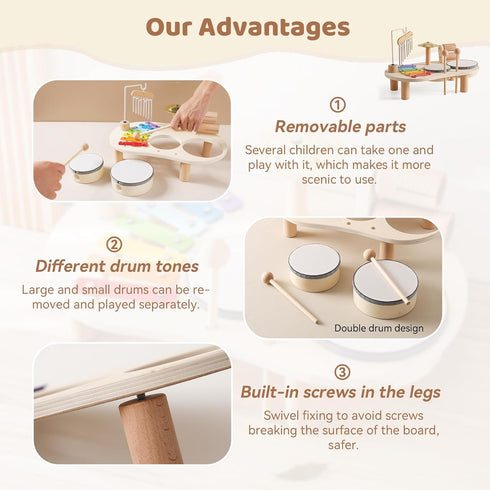 Promise Baby Musical Instruments, Wooden Percussion Instruments for Kids, Montessori Educational Toddler Toys